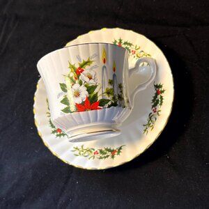 Royal Stafford China Cup and Saucer - Christmas Candle Centerpiece